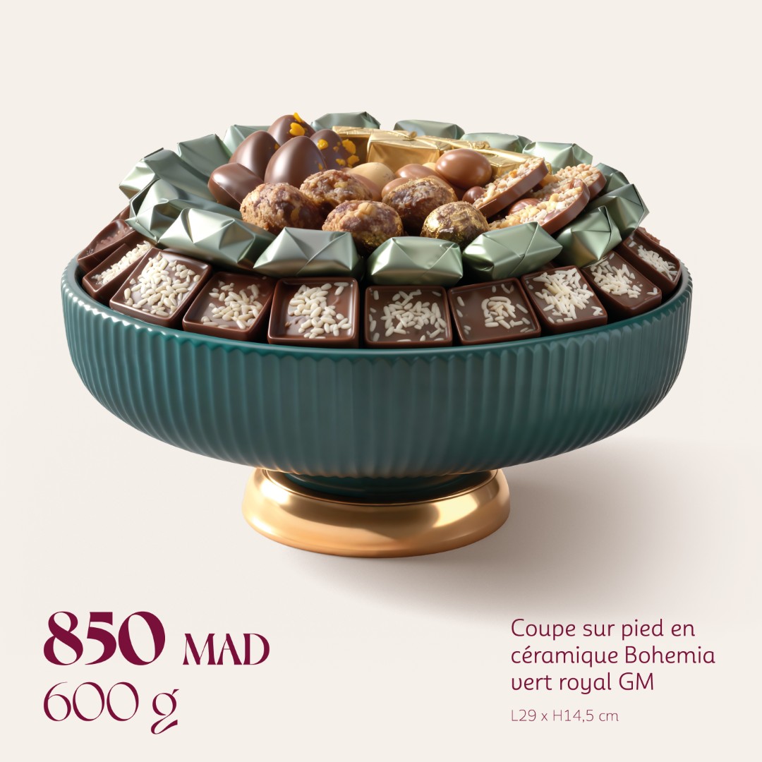 Coupe sur pied en céramique Bohemia vert royal